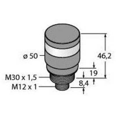Rysunek techniczny cylindrycznego obiektu z wymiarami: wysokość 46,2 mm, średnica 50 mm, gwint M30 x 1,5 oraz M12 x 1.