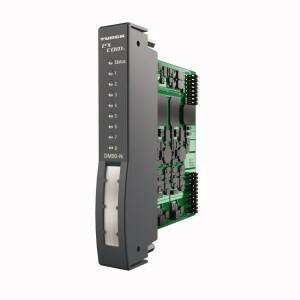 Urządzenie elektroniczne w czarnej obudowie z zieloną płytką drukowaną, oznaczone etykietą 'YXCOM DM80-N', posiada wskaźniki statusu od 1 do 6.