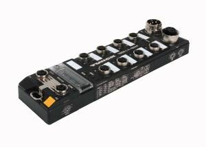 Elektroniczny moduł z wieloma złączami, prawdopodobnie moduł interfejsowy do zastosowań przemysłowych.