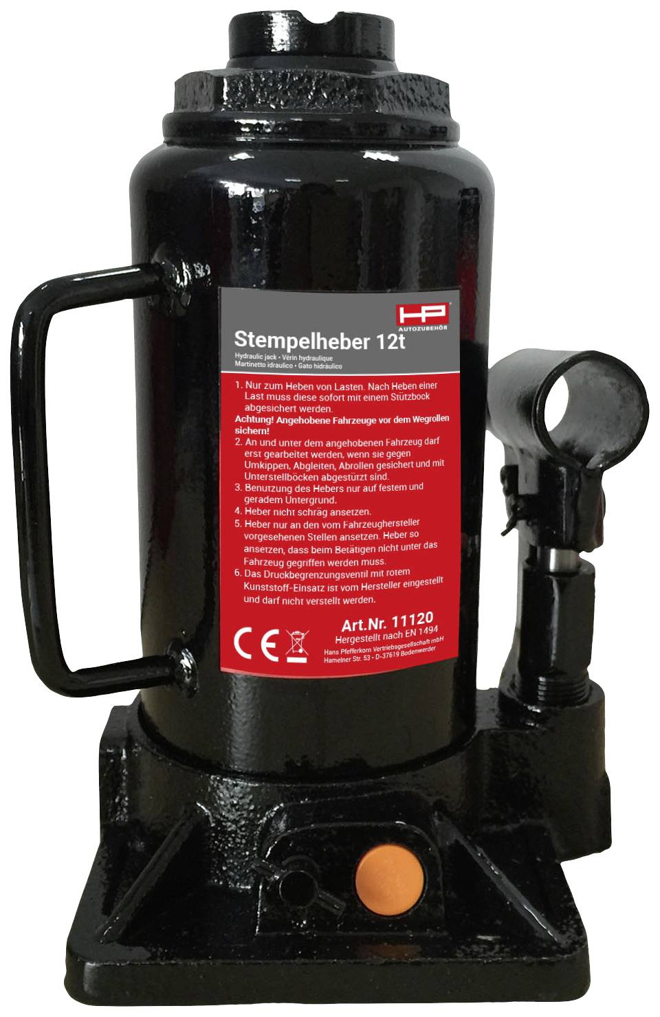 Гідравлічний підйомник HP Autozubehör 11120, 12 т, Робоча висота: 230 - 465 мм