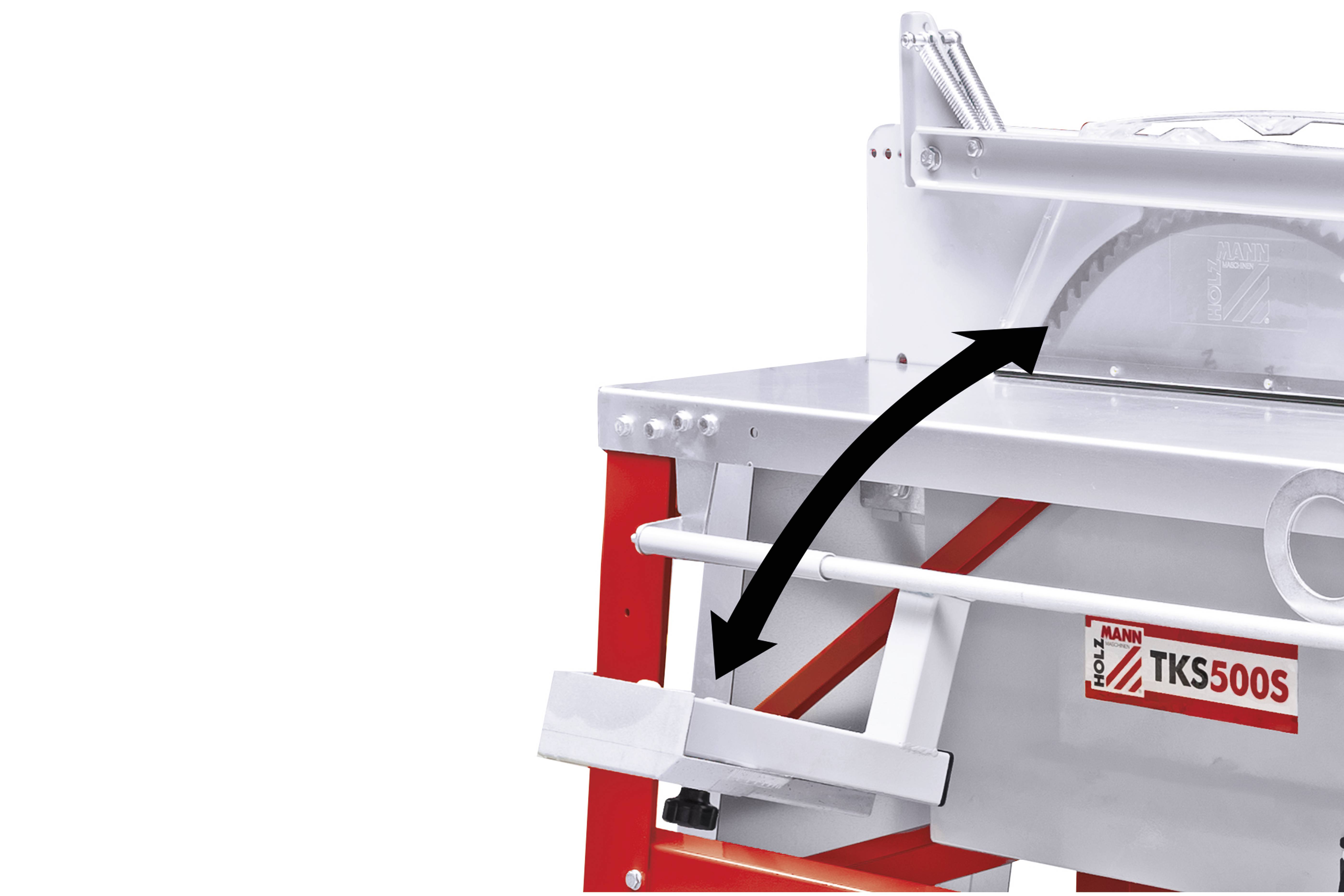 Przemysłowe urządzenie z dźwignią i mechanizmem obrotowym, model 'TK5500S', częściowo widoczne. Instrukcja obsługi dźwigni wyświetlona.