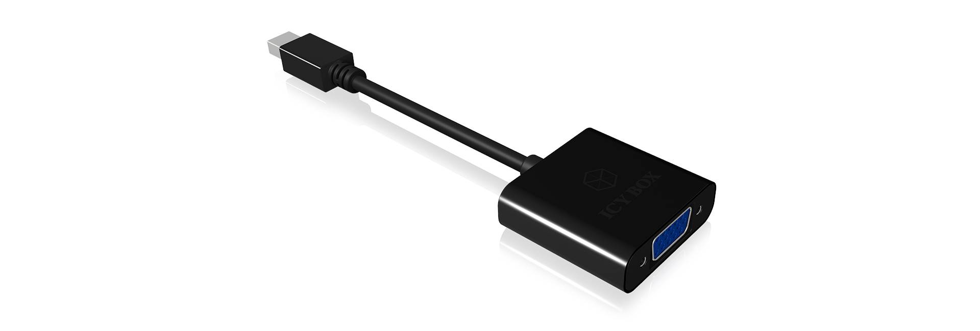 Adapter USB-C na VGA, czarny. Łączy urządzenia z interfejsem USB-C z monitorami VGA, idealny do prezentacji lub starszych monitorów.