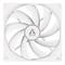 Biały wentylator komputerowy z ośmioma łopatkami i napisem 'Arctic' pośrodku.