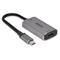 Adapter USB-C na HDMI firmy Lindy w szarym obudowie, z przewodem i złączem HDMI. Odpowiedni do podłączania urządzeń z wyświetlaczami HDMI.