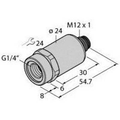Rysunek techniczny cylindrycznego elementu łączącego o średnicy 24 mm, gwint M12 x 1, długość 54,7 mm.