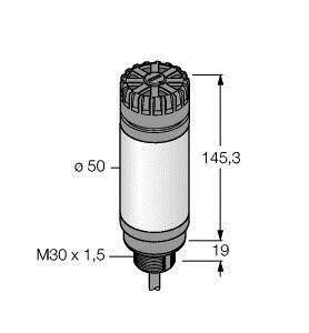 Rysunek techniczny elementu cylindrycznego o wymiarach: 145,3 mm długości, 50 mm średnicy, gwint M30 x 1,5.