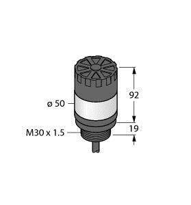 Diagram cylindrycznego obiektu z wymiarami: wysokość 92 mm, średnica 50 mm, gwint M30 x 1,5, długość dolnej części 19 mm.