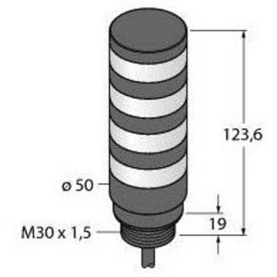 Cylindryczny obiekt w paski, wysokość 123,6 mm, średnica 50 mm, gwint M30 x 1,5, długość wkrętu 19 mm.