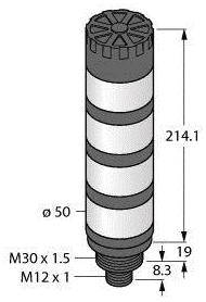 Instrukcja montażu cylindrycznego elementu, wysokość 214,1 mm i średnica 50 mm, gwint M30 x 1,5 i M12 x 1.