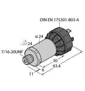 Rysunek techniczny cylindrycznego elementu z wymiarami. Oznaczony napisami 'DIN EN 175301-803-A' oraz '7/16-20UNF'.
