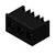 Czarny, trójpinowy złącze elektroniczne z bocznymi otworami i zaczepami mocującymi do montażu na płytce drukowanej.
