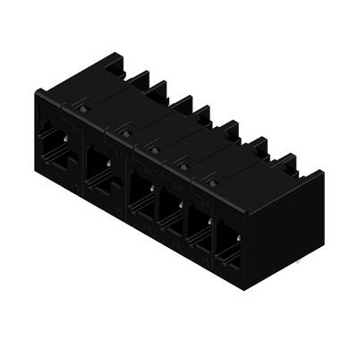 Wielokrotna listwa gniazd RJ45 w czarnej obudowie.