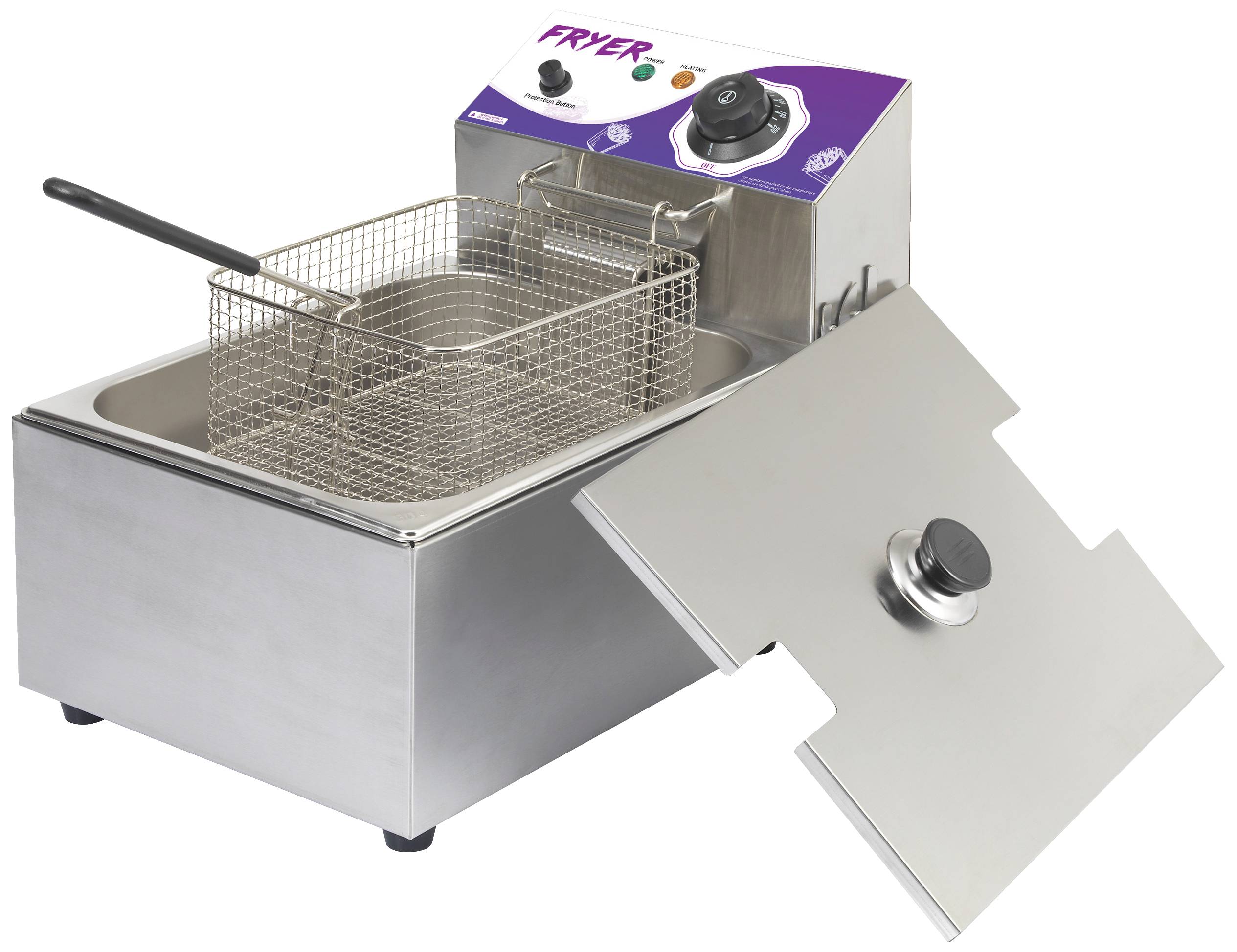 Фритюрниця 6 л з нержавіючої сталі, індикаторна лампочка