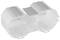 Biały, pusty, cylindryczny adapter z tworzywa sztucznego z dwoma połączonymi ze sobą otworami o kształcie kołowym.