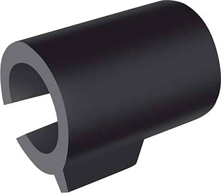 Czarny, półkolisty odcinek rury z bocznym otworem i prostokątną podstawą.