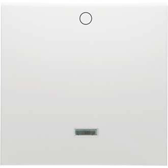 Biały przełącznik z małym, okrągłym guzikiem na górze i prostokątnym czujnikiem pośrodku.