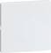 Kwadratowy, biały panel, prawdopodobnie włącznik światła lub osłona, w przejrzystym, prostym designie.