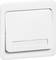 Kwadratowy, biały włącznik światła na ścianie, lekko wpuszczony w powierzchnię.