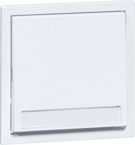 Biała, kwadratowa osłona włącznika światła zamontowana na ścianie.