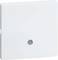 Biały plastikowy przełącznik z małym, centralnie umieszczonym przyciskiem, który prawdopodobnie służy do sterowania światłem lub urządzeniami elektrycznymi.