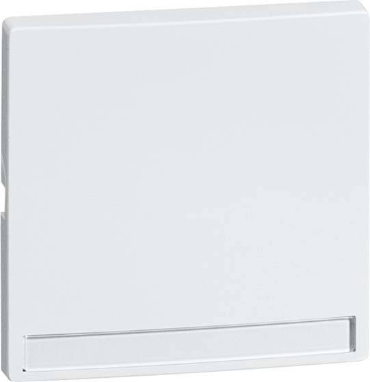 Biały włącznik światła o prostym designie. Przełącznik ma kształt kwadratu z gładką powierzchnią.