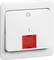 Biały włącznik światła z czerwoną kontrolką sygnalizującą, że przełącznik jest włączony.