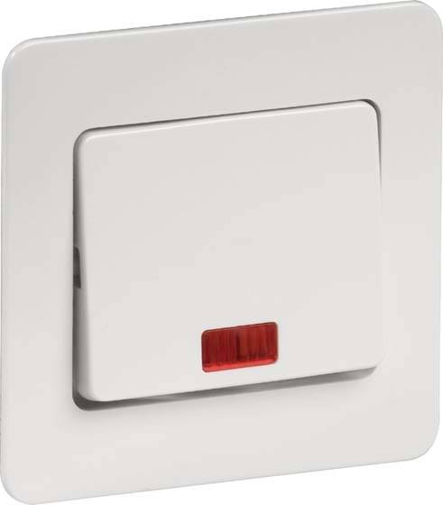 Przełącznik świetlny z czerwonym wskaźnikiem sygnalizuje stan.