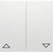 Dwa przełączniki świetlne, jeden z trójkątem skierowanym w górę, drugi z trójkątem skierowanym w dół, na białym tle.