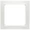 Biała kwadratowa osłona z zaokrąglonymi narożnikami i pustym środkiem, prawdopodobnie do włącznika elektrycznego lub gniazdka.