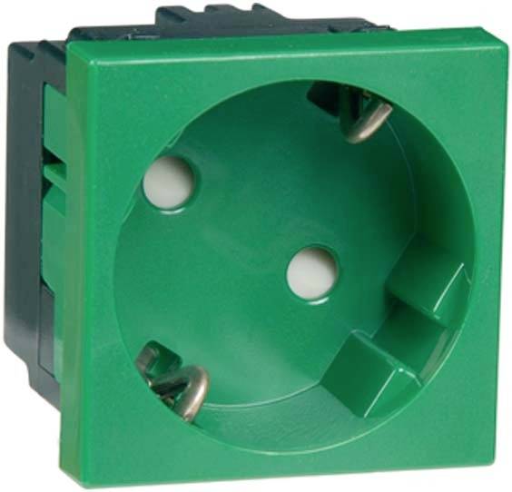 Zielone gniazdko elektryczne w zbliżeniu.