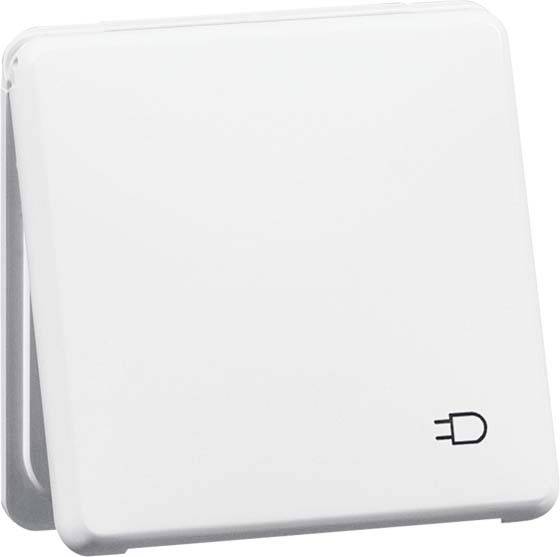 Białą ładowarkę z symbolem wtyczki na przedniej stronie, która prawdopodobnie służy do wskazania funkcji elektrycznej.