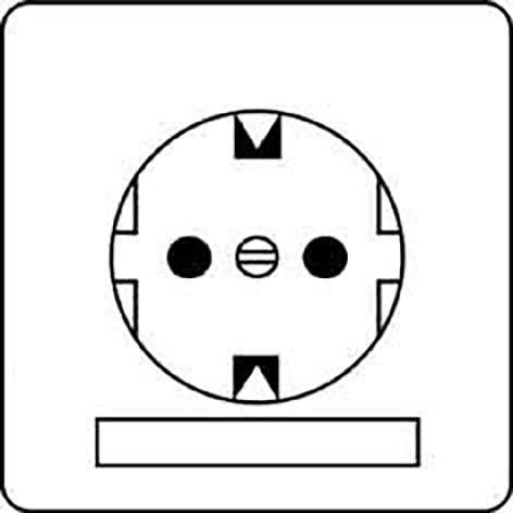 Symbol gniazda elektrycznego z uziemieniem przedstawia schematyczny projekt złącza elektrycznego z bolcem uziemiającym.