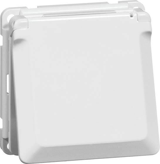 Biały, kwadratowy, zakryty włącznik światła.