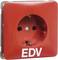 Czerwone gniazdo elektryczne z napisem 'EDV', wskazujące na zasilanie dla elektronicznego przetwarzania danych.