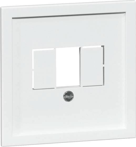 Biała plastikowa pokrywa z miejscem na dwa moduły. Centralna śruba mocująca widoczna.