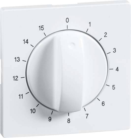 Biały przełącznik obrotowy z numerami od 0 do 15 ułożonymi zgodnie z ruchem wskazówek zegara. Wskaźnik jest ustawiony na liczbie 9.
