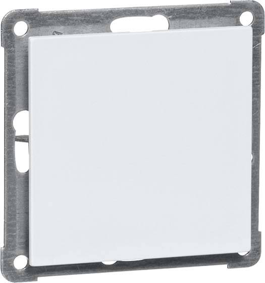 Biała osłona maskująca do gniazdek lub włączników z metalową ramką, przeznaczona do użytku wewnętrznego.