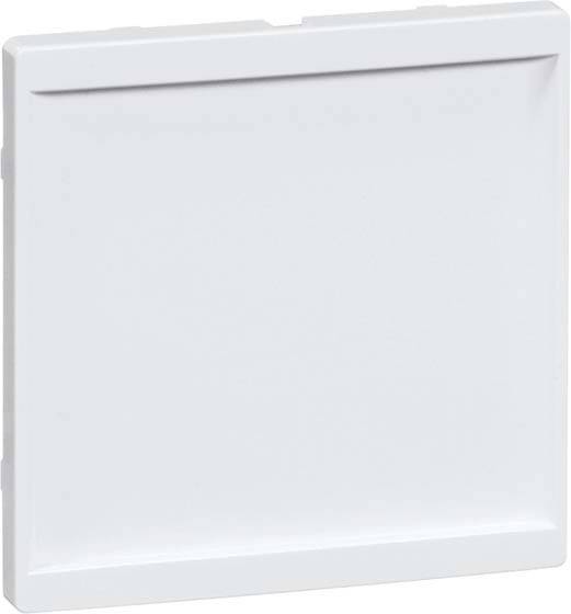Biała, kwadratowa osłona z lekko zaokrąglonymi narożnikami. Służy do zakrycia włączników lub gniazdek elektrycznych.