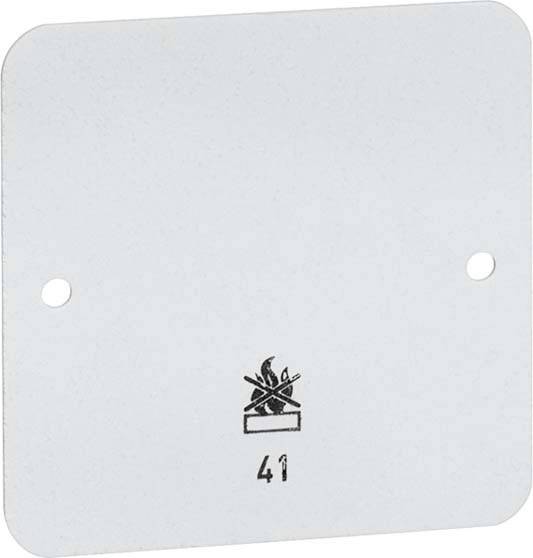 Szara tablica z dwoma otworami do mocowania. Na środku znajduje się symbol z płomieniem, a pod nim liczba '41'.