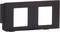 Czarny prostokątny podwójny ramka z dwoma kwadratowymi otworami. Odpowiedni do elektrycznych włączników lub gniazd wtykowych.