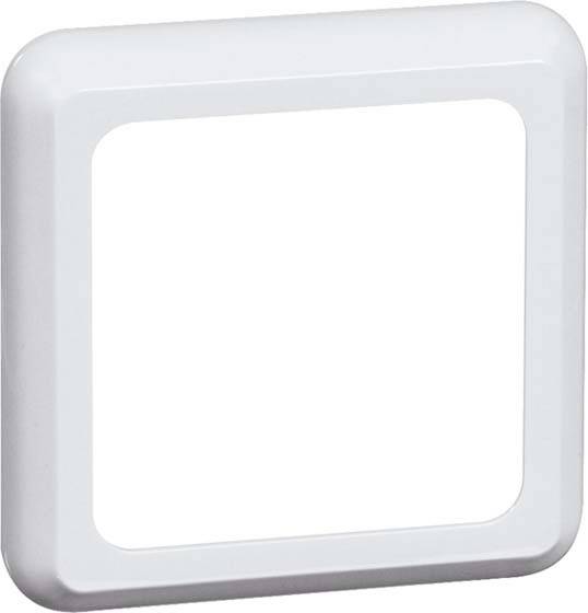 Prostokątna, biała rama z tworzywa sztucznego ze złagodzonymi narożnikami, umieszczona na białej powierzchni.