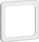 Biały, kwadratowy ramka o prostej stylistyce, umieszczona na neutralnym tle.