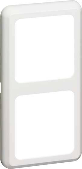 Biała pokrywa z dwoma prostokątnymi wycięciami, odpowiednia do włączników elektrycznych.