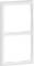 Biała, prostokątna, dwuczęściowa ramka plastikowa, prawdopodobnie do włączników światła lub gniazdek elektrycznych.