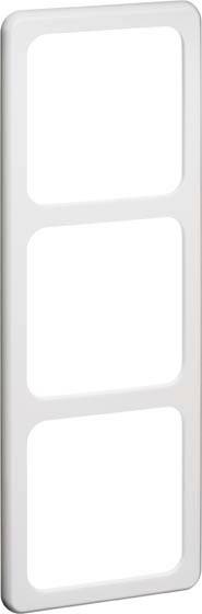 Potrójna, prostokątna, biała rama naścienna, odpowiednia do montażu włączników lub gniazd elektrycznych w instalacji elektrycznej.