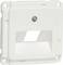 Biała naścienna skrzynka/uchwyt na kable sieciowe, prostokątna, z dwoma otworami i centralną śrubą mocującą do ściany.