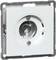 Białe, kwadratowe gniazdo antenowe z okrągłym złączem pośrodku, otoczone metalową ramką.