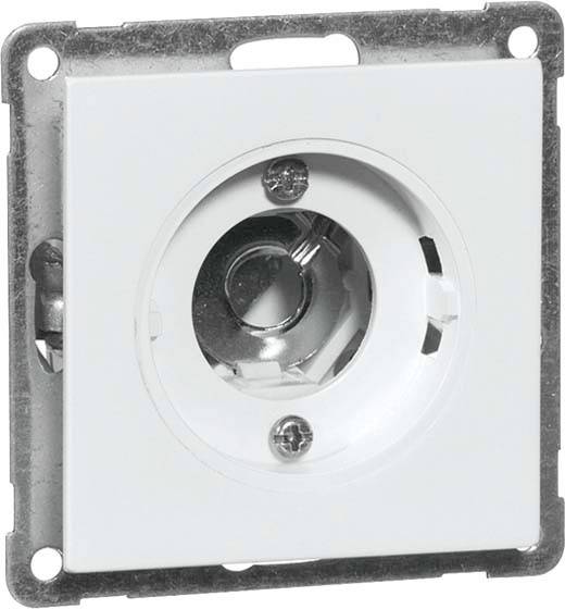 Gniazdo bez pokrywy, ukazujące wnętrze z mocowaniami śrubowymi. Odpowiednie do montażu w elektrycznym połączeniu ściennym.
