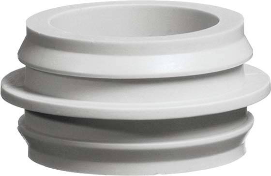 Wielostopniowy szary uszczelniacz z tworzywa sztucznego, stosowany do uszczelniania rur lub przyłączy.