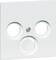 Biała płyta z tworzywa sztucznego z trzema okrągłymi otworami i śrubą pośrodku, przeznaczona do montażu w urządzeniach elektrycznych.
